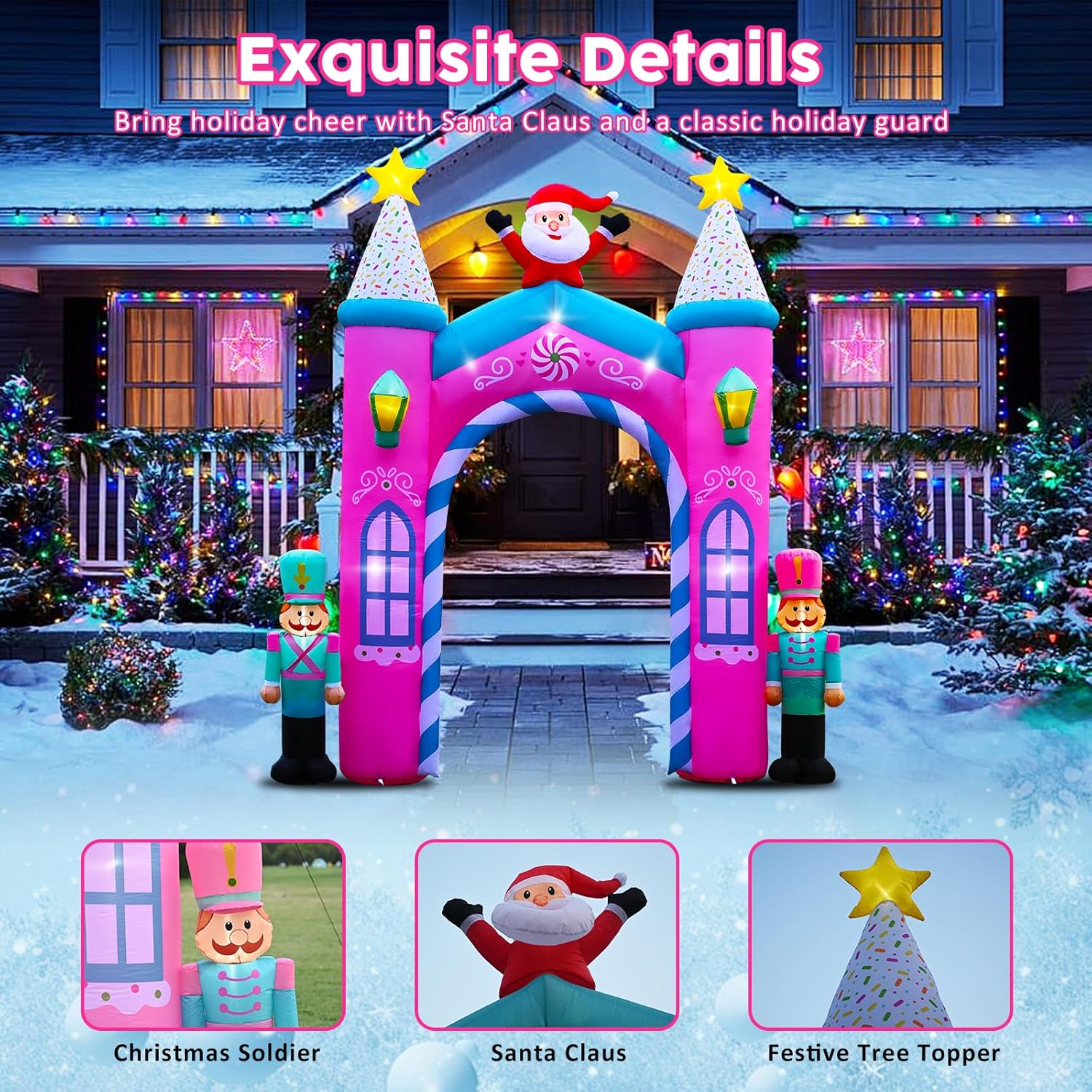 Christmas Inflatable Archway Outdoor Decoration – 12Ft Nutcracker Soldier Inflatable Arch With Led Lights, Christmas Blo