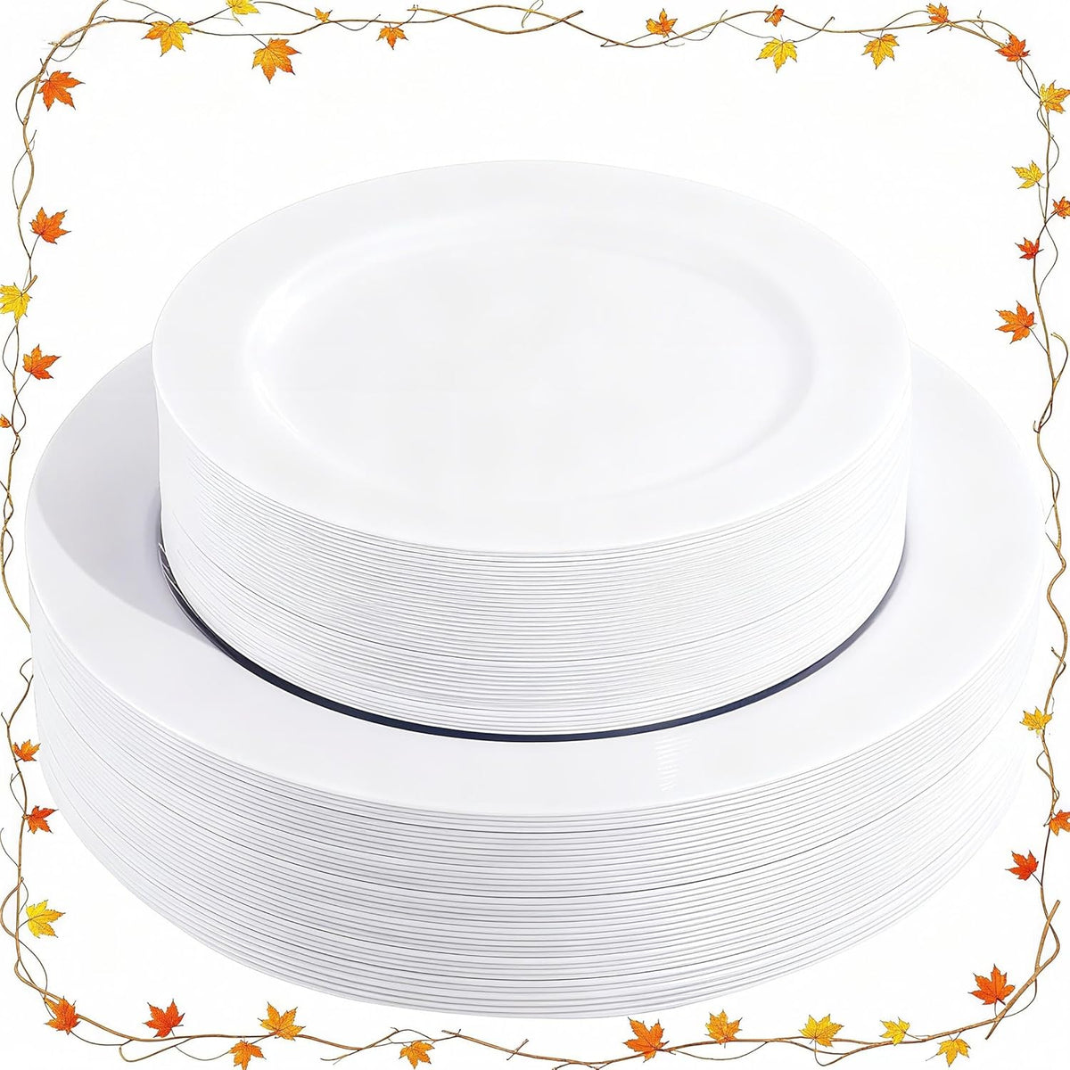 60Pcs White Plastic Plates - Heavy Duty White Disposable Plates For Christmas/Thanksgiving Party/Wedding -Serve For 30 Guests Include 30Pcs 10.25" & 30Pcs 7.5" Plates For Party