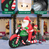 6Ft Christmas Decoration Inflatable Santa Riding Motorcycle With Gingerbread Man Lighted Blow Up Santa Claus Outdoor Dec