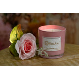 Scented Soy Blend Candle, Jasmine Tuberose Musk, Pink Glass Jar, Long-Lasting 50 Hour Burn Time