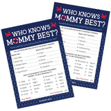 Ahoy Its A Boy Baby Shower Game, Nautical Who Knows Mommy Best Party Activity - 20 Game Cards