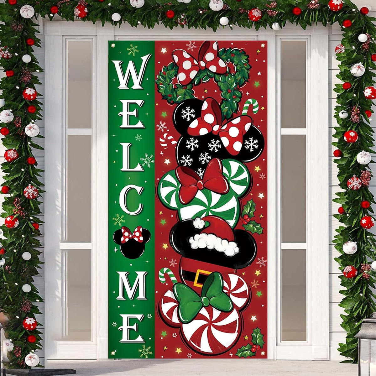 Christmas Cartoon Mouse Banner New Year Winter Xmas Decor Red Christmas Decorations For Home Party