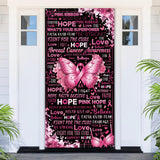 Breast Cancer Awareness Door Banner Butterfly Black Pink Ribbon Hope Decor
