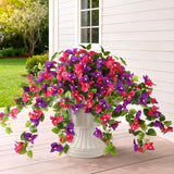 Artificial Fake Flowers Plants For Outdoor Decoration, 2 Pcs Faux Silk Flower Bougainvillea Vines Look Real Uv Resistant For Home Porch Patio Balcony Yard Spring Decor(Mix Purple)