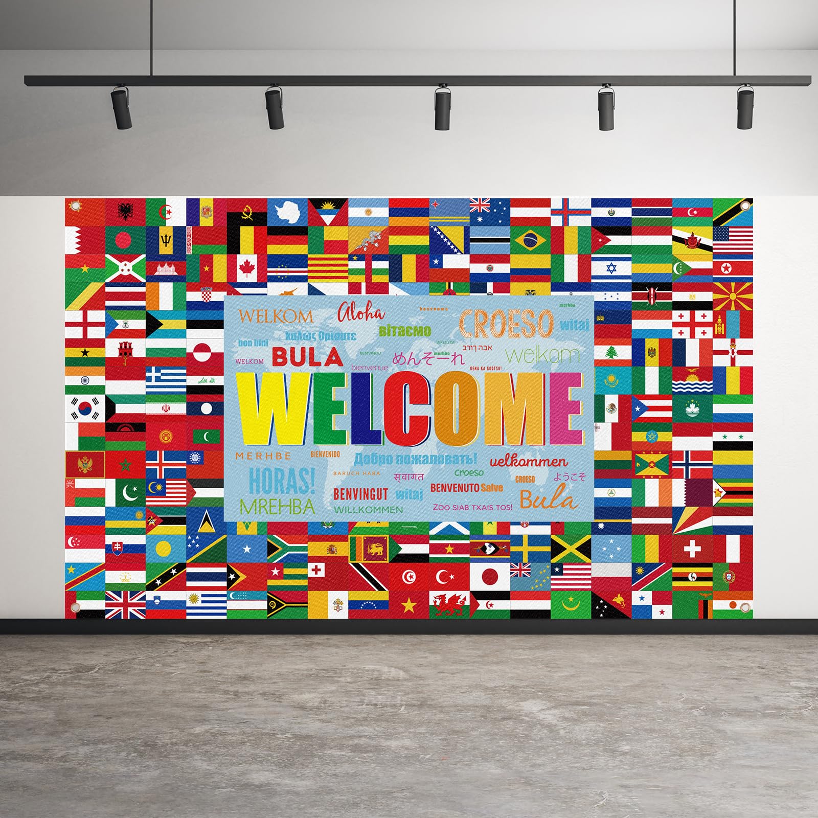 World Flag Banner International World Flags Banner Country Flags Banner Backdrop Decoration with Brass Grommets Party Supplies Sports Events Bar Sports Clubs Birthday Party Classroom Decoration, Red