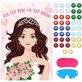 Pin The Ring On The Bride Game - 42 Pcs Rings, Large Bridal Games Poster For Shower, Wedding, Birthday, Carnival Party Supplies