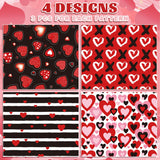12 Sheet Valentine’S Day Wrapping Paper Love Heart Xoxo Gift Wrap Paper Folded Flat Red Black Diy Craft Art Paper For Birthday Wedding Party Supplies, 19.7 X 27.6 Inch