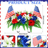 Memorial Day Headstone Flower Saddle Artificial Cemetery Grave Flowers For Veterans 4Th Of July Independence Day Patriotic Tombstone Gravestone Arrangements Outdoor Decorations