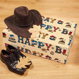 Cowboy Birthday Wrapping Paper - 4 Jumbo Sheets, 28 * 40 Inches - Western Farm Gift Wrap With Cowboys Hat Boots Cake, And Happy Birthday, Perfect For Kids Boys Girls Birthday, Baby Showers