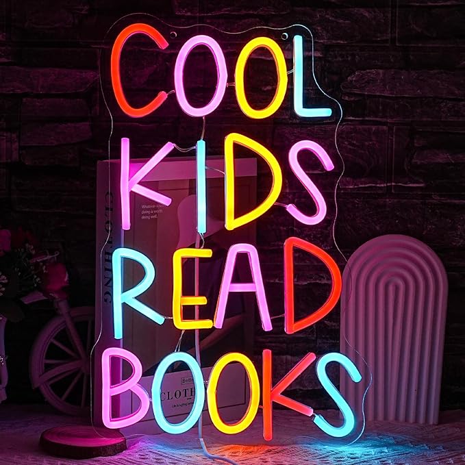 Cool Kids Read Books Neon Sign LED Wall Light for Library Classroom Reading Corner Decor