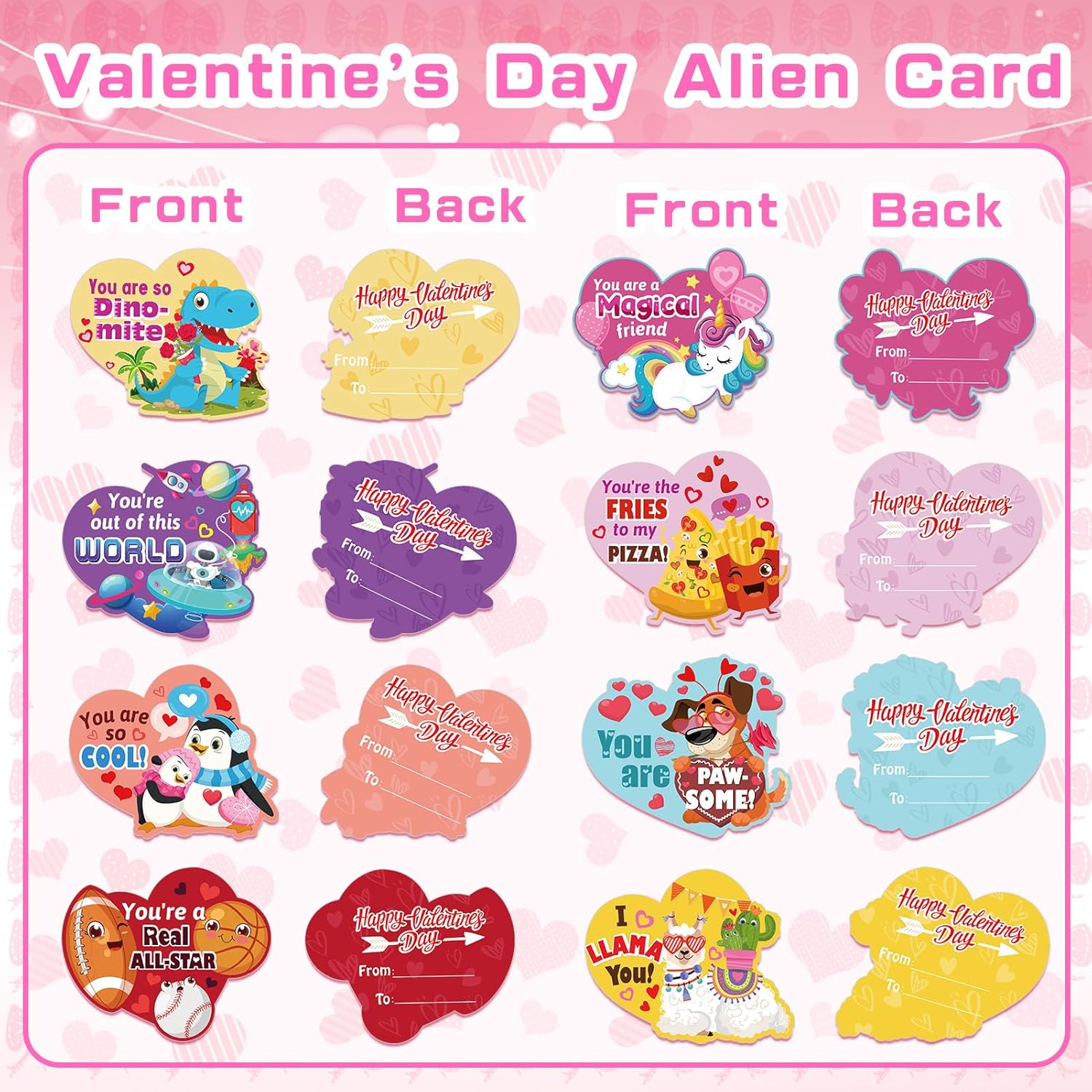 28 Pack Valentine'S Day Candy Heart Cards,14 Assorted Designs Heart Sports Games Valentines Day Greeting Cards With 28 Envelops For Kids School Valentines Gifts Cards School Classroom Exchange