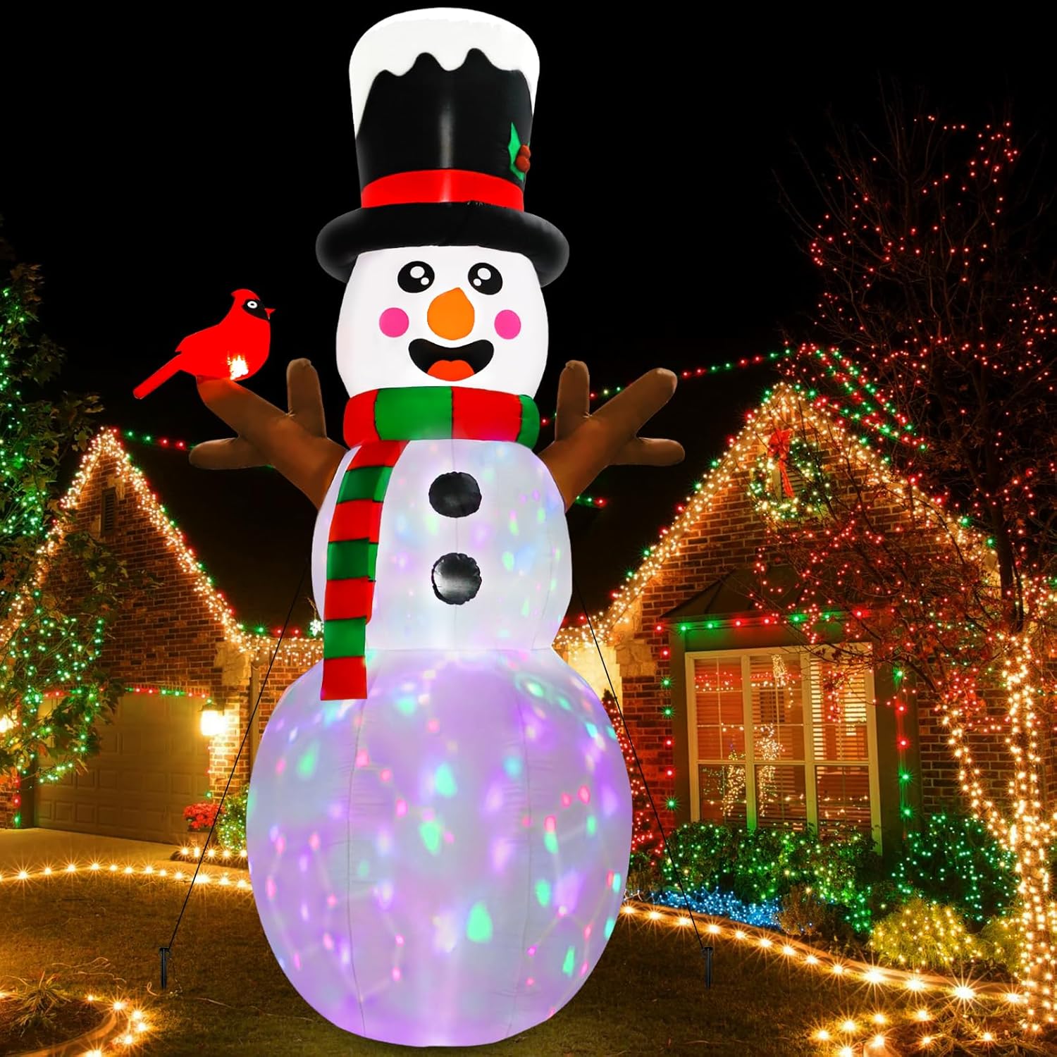 12Ft Christmas Inflatable Outdoor Decoration, Giant Inflatable Snowman Outdoor Christmas Blow Up Yard Decorations With L
