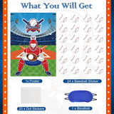 Pin The Baseball On The Glove - Baseball Party Games For Kids 20" X 28" Baseball Game Poster With 24 Reusable Stickers Sport Themed Birthday Party Favor Sets