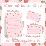 Baby Shower Games For Girl, Strawberry Measure The Baby Bump, 1 Self-Standing Sign With 50 Tickets, Hilarious Babies Shower Games For Gender Reveal Party - A03