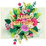 Happy Birthday Pop Up Card, Flowers And Butterflies, Floral 3D Greeting Card, Gift For Mom, Sister, Women, Grandma, Stepmother, Aunt, Daughter, 5X7 - Includes Envelope And Message Note