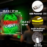 Beer Bar Neon Sign Green LED USB Light for Man Cave Wall Decor Party Room Sign