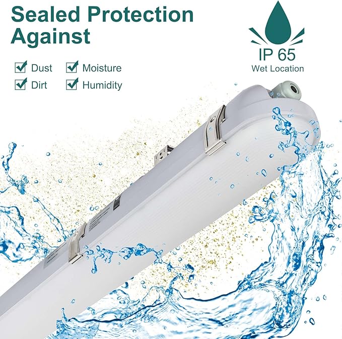4 Pack 4FT LED Vapor Tight Lights 40W 32W 24W Adjustable 4800LM 5000K Dimmable Fixtures