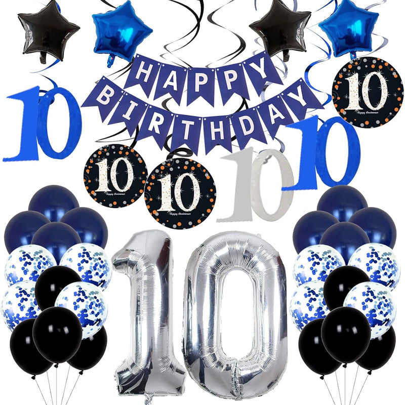 10Th Birthday Decorations For Boys Girls Blue Birthday Decorations For