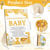 51 Pcs Cool Baby Shower Games Who'S Watching The Baby Sign Wooden Gift Sets Gender Reveal Party Favors 50 Tiny Plastic Babies Small Mini For Party Decors(Bee)