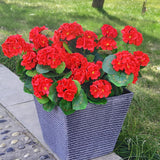 Fake Outdoor Flowers, 4 Pcs Artificial Flowers For Outdoors, Red Artificial Geraniums Plastic Flowers, Fake Plant For Outside, Silk Faux Flowers For Outdoor Planters Uv Resistant For Front Porch