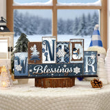 Christmas Table Decoration Merry Winter Tiered Tray Decor Reversible Centerpiece Decorative Santa Claus Gingerbread Man Block Signs Farmhouse Christmas Decoration For Kitchen Shelf