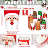200 Pcs Christmas Paper Cups Xmas Disposable Coffee Cups 9 Oz Santa Snowman Elk Disposable Christmas Paper Drinkware For Tea Beverage Cocoa Cold Hot Drink