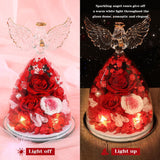 Gifts For Women Preserved Rose Forever Flower In Glass Angel Figurine Fresh Flowers For Delivery Mothers Day Birthday Gifts For Mom Grandma Wife Sister Red