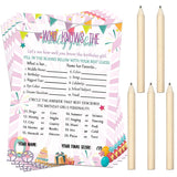 Who Knows The Birthday Girl Best, 50 Pieces Birthday Party Activity Game Card Set Girly Pink Sprinkles Themed Game Card With 20 Pieces Pre-Pointed Wood Pencils For Teen Girl Sleepover Slumber Party