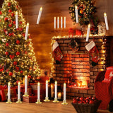 Christmas Window Candles Lights 6 Pack Battery Operated Candles With Remote Control Timer Gold Holders Flameless Candle Taper Led Candle Christmas Decorations Window Decorations Party Xmas Table Top