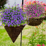 Outdoor Artificial Plants, 12 Pcs Artificial Flowers, Uv Resistant Fake Flowers,Faux Flowers For Outdoor Garden Porch Yard Decor,Bluish Violet