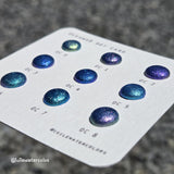 Handmade Watercolor Paints - Oceans 8 Dot Card (9 Colors). Color Shift, Metallic, Shiny, Shimmer