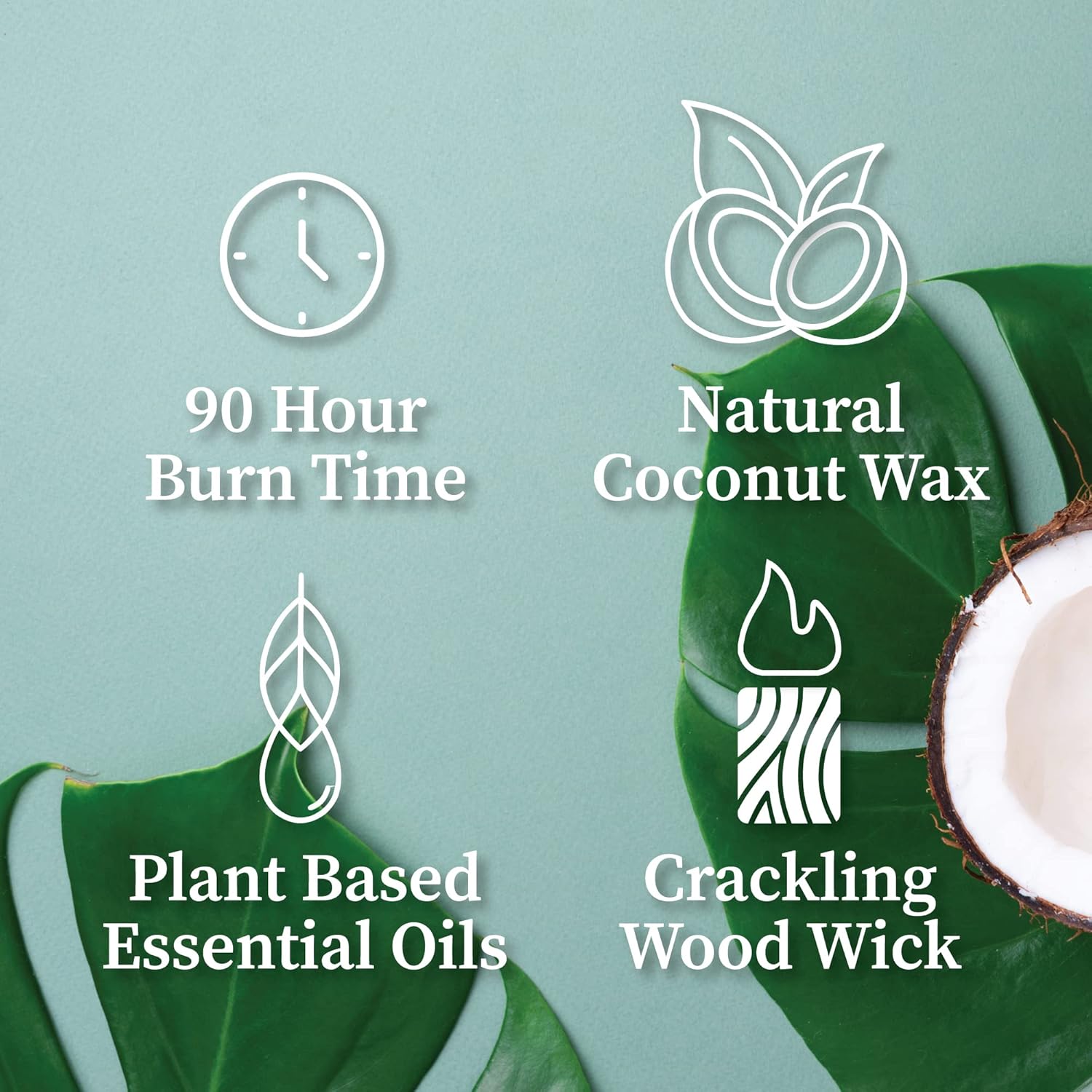 Crackling Wood Wick Candle Handcrafted With Natural Coconut Wax (Large 16 Oz, Santal)