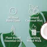 Crackling Wood Wick Candle Handcrafted With Natural Coconut Wax (Large 16 Oz, Santal)
