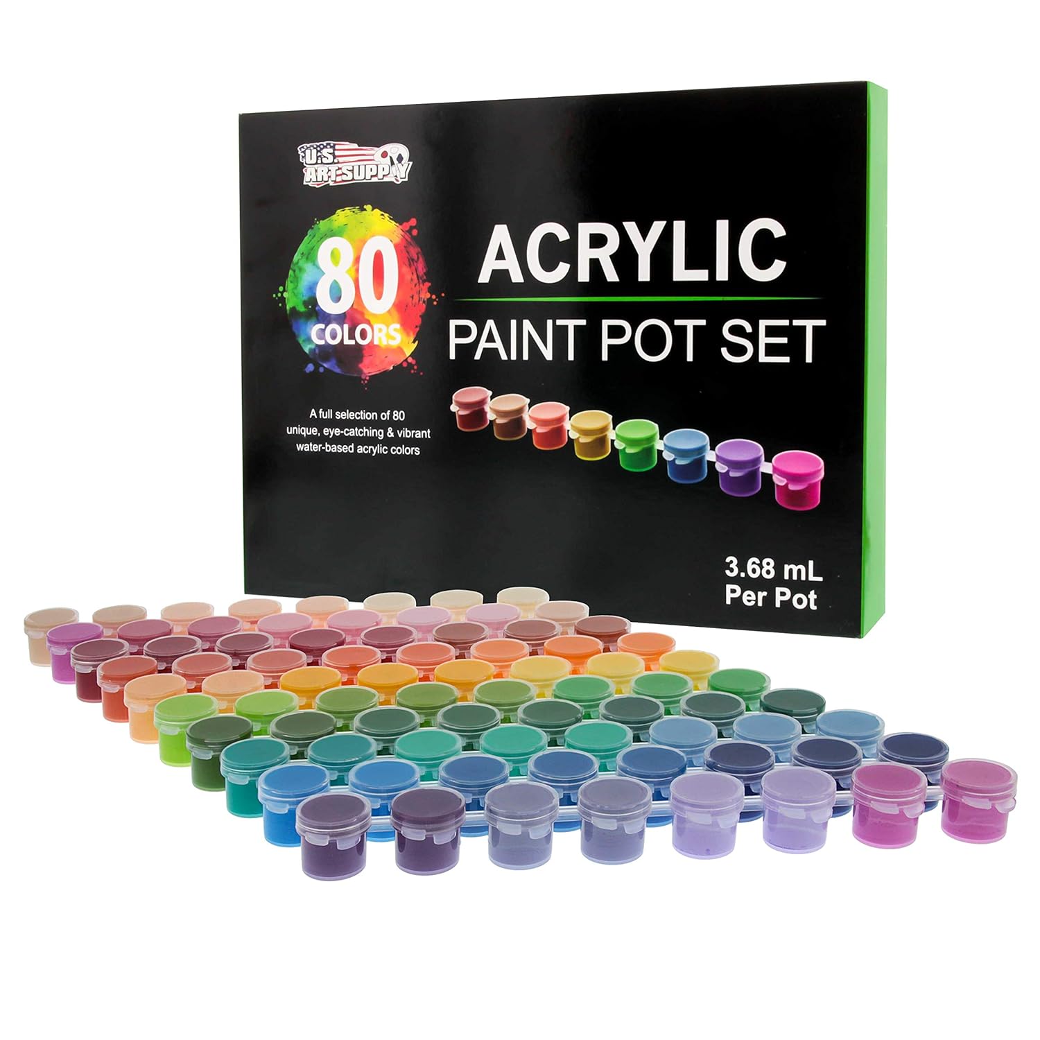Acrylic Paint Set - 80 Colors Paint Kit For Canvas, Wood, Rock & Crafts - Non-Toxic Art Paints For Adults - Professional Acrylic Paints For Canvas Painting & Craft Supplies