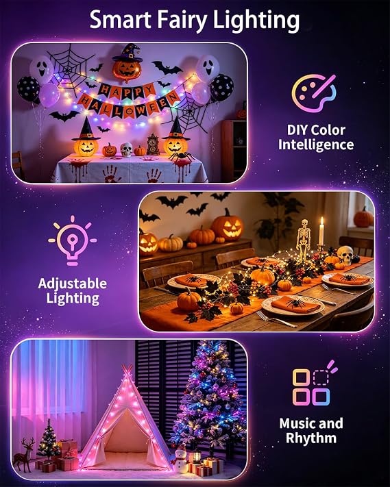 Super RGBIC Smart Fairy String Lights 16.4Ft 50LEDs Color Changing