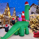 13Ft Christmas Inflatable Outdoor Decorations, Dinosaur Back Santa Claus Inflatable Decorations With Led Lights For Indo