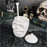 Sugar Skull Sugar Bowl With Bone Spoon - 12 Oz - Spooky Valentines Day Gift, Goth Decor - Witchy, Gothic Tea Set