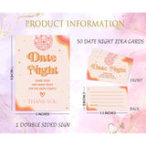 Disco Ball Date Night Game, Date Night Ideas Sign With 50 Cards, Bridal Shower Game, Boho Bridal Shower Decorations, Wedding Date Night Advice - 04