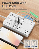 Surge Protector Power Strip 10 Outlets 6 USB Ports 2 USB C 6FT Extension Cord Black