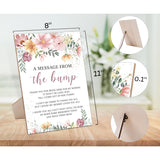 Baby Shower Game For A Message From The Bump,Wooden Baby Shower Game Sign With Stand,Boho Flower Babyshower Table Decoration,Baby Shower Welcome Sign,Party Supplies,Gender Reveal Ideas,-11