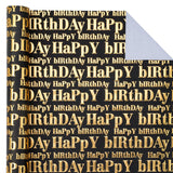 3D Kraft Birthday Wrapping Paper Roll - Mini Roll - 17 Inch X 16.5 Feet - Gold And Black Happy Birthday Lettering Design With Embossed Perfect For Holiday, Party Celebration