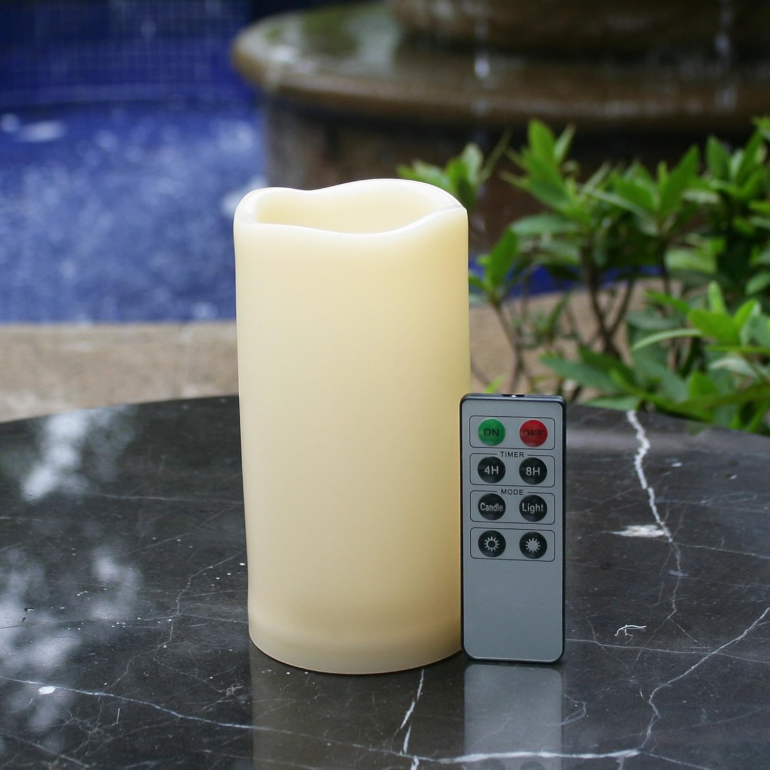 Outdoor Waterproof Flameless Led Pillar Candle With Remote Timer Battery Operated Plastic Flickering Decorative Fake Candle Light For Festival Celebration Wedding Party Decoration Gift Choice 3”X 6”