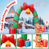 Christmas Candy Cane Archway Inflatables - 10Ft With Bow Bells, Led Lights - Outdoor Decorations For Xmas Garden Lawn
