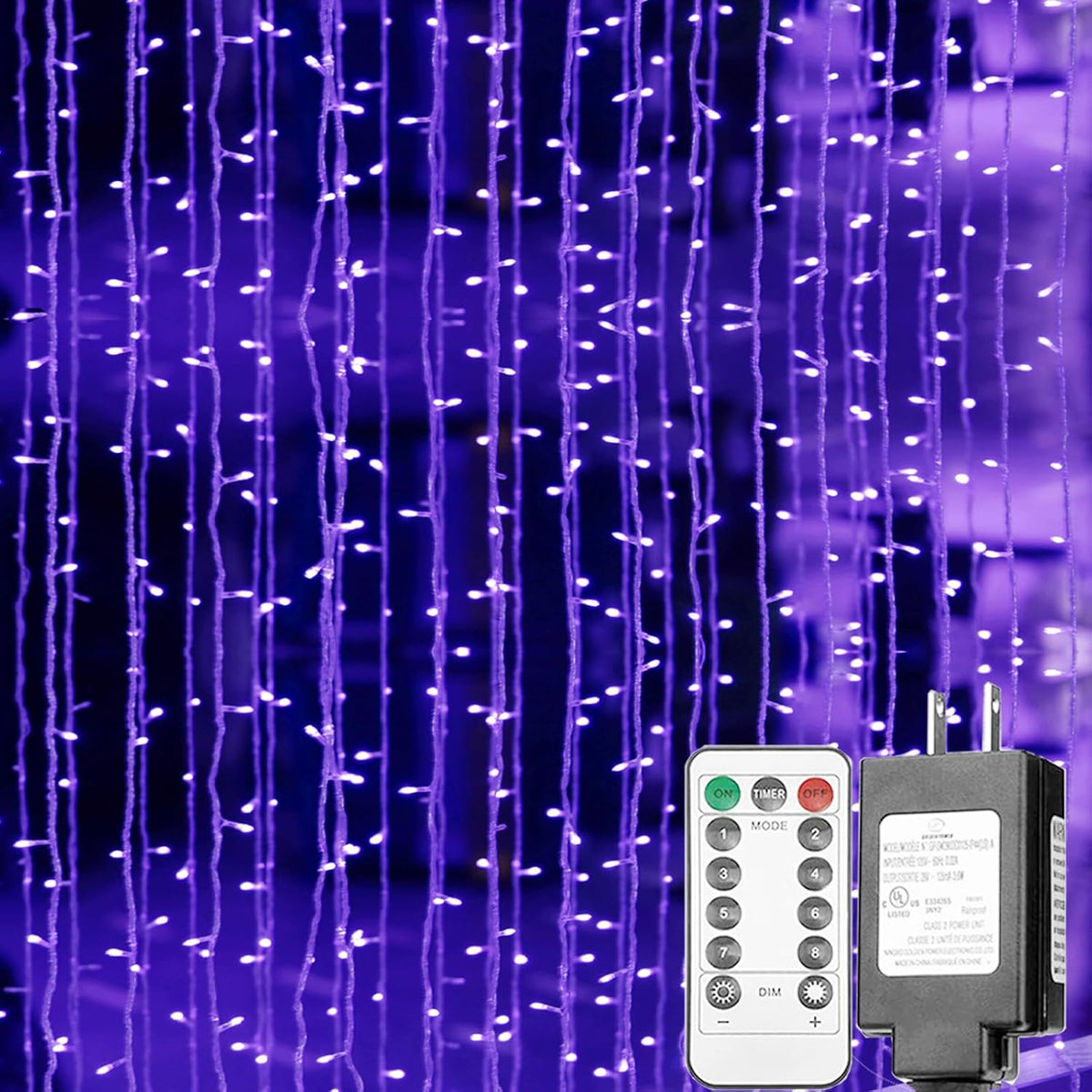 Black Light Curtain String Lights For Glow Party 10Ft X10Ft 306 Leds, Blacklight With Remote Control For Halloween Chris