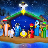 8 Ft Long 5.5 Ft Tall Christmas Inflatables African American Black Nativity Scene Set Outdoor Decorations With Angel, Bu