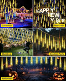 Outdoor Christmas Meteor Shower Lights 16 Inch 20 Tube Warm White Waterproof Falling Rain Icicle Lights