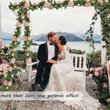 2 Pack Pink Artificial Rose Garland Each 6.5Ft Fake Rose Vine Hanging Floral Garland For Wedding Swing Table Centerpiece Arrangement Decor