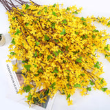 10Pcs 34.65'' Artificial Forsythia Branches Yellow Flowers Fake Forsythia Blossom Long Stems Fake Winter Jasmine Cemetery Flowers For Home Table Wedding Graveyard Indoor Outdoor Decor