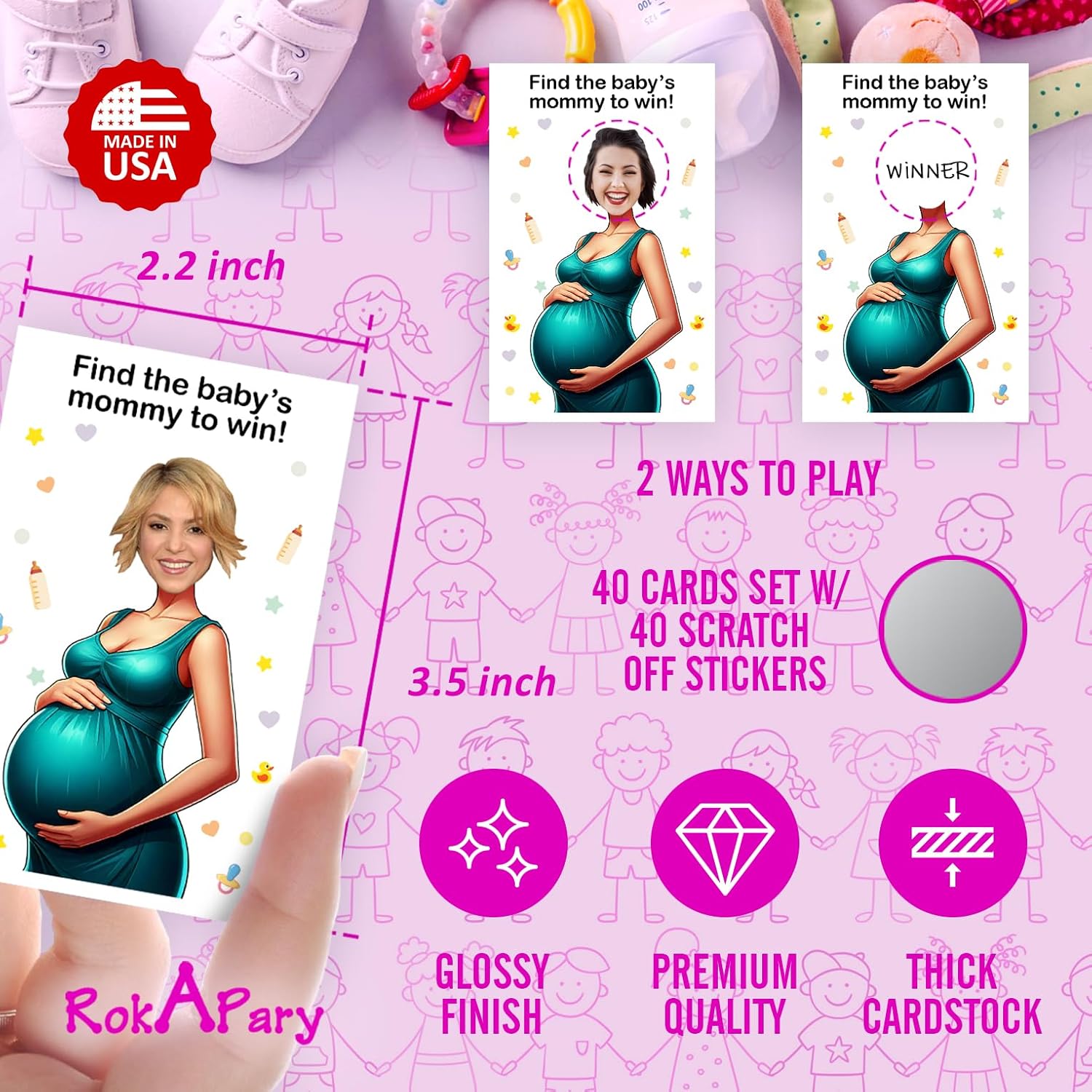 Who Is The Babys Mommy Baby Shower Scratch Off Game, Easy To Play Silly Games, Funny Idea, Ice Breaker Activity. Raffle Cards, Set Of 40 Cards Made In Usa