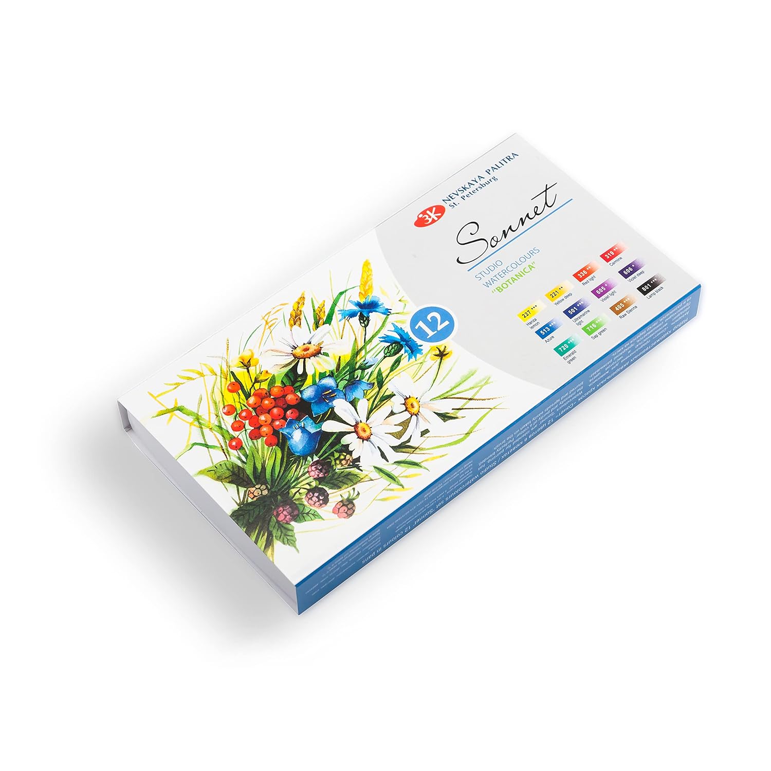 Watercolor Paint Set 12 Pans For Floral & Botanical Painting By Nevskaya Palitra
